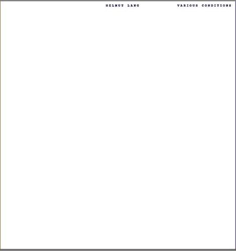Helmut Lang: Various Conditions (Paperback)