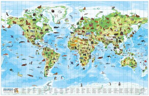 Children's Wall Map: World Of Animals 