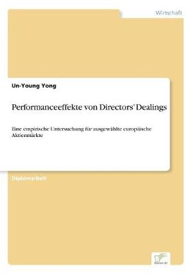 Performanceeffekte Von Directors' Dealings (Paperback)