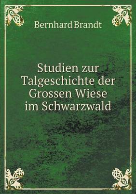 Studien Zur Talgeschichte Der Grossen Wiese Im Schwarzwald (Paperback)