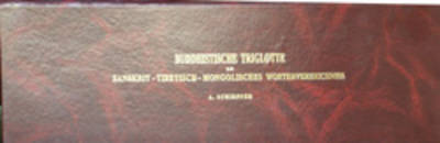 Buddhiste Trilotte D.H. Sanskrit-Tibetisch-Mongolisches Worterverzeichniss (Hardback)