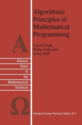 Algorithmic Principles of Mathematical Programming - Texts in the Mathematical Sciences 24 (Paperback)