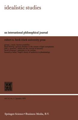 Idealistic Studies: An International Philosophical Journal (Paperback)