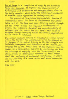 Art at Large - Through Performance and Installation Art (Paperback)