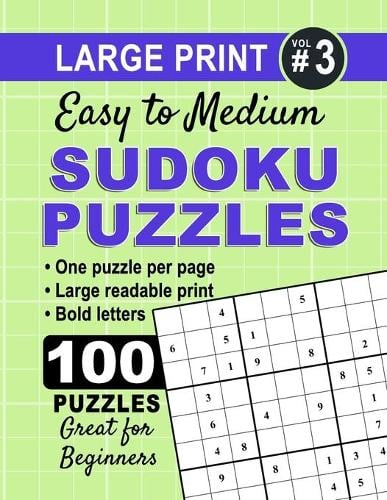 large print sudoku puzzles easy to medium volume 3 by purple barracuda waterstones