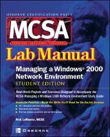 MCSA Managing a Windows 2000 Network Environment Lab Manual, Student Edition