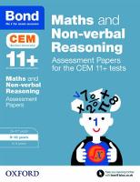 Bond 11+: Maths and Non-verbal Reasoning: Assessment Papers for the CEM 11+ tests: 9-10 years - Bond 11+ (Paperback)