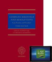 Company Meetings and Resolutions (Digital Pack): Law, Practice, and Procedure (Multiple items)