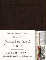NKJV, Journal the Word Bible, Large Print, Bonded Leather, Brown, Red Letter: Reflect, Journal, or Create Art Next to Your Favorite Verses (Leather / fine binding)