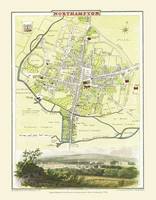 Cole and Roper Map of Northampton 1807: Colour Print of Northampton Town Plan 1807 by Cole and Roper (Sheet map, flat)