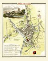 Cole and Roper Map of Worcester 1808: Colour Print of City of Worcester Plan 1808 by Cole and Roper (Sheet map, flat)