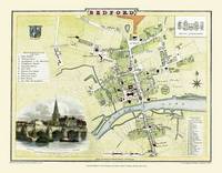 Cole and Roper Map of Bedford 1807: Colour Print of Bedford Town Plan 1807 by Cole and Roper (Sheet map, flat)