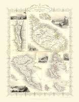 John Tallis Map of Mediterranean 1851: Colour Print of Map of British Possessions in the Mediteranean 1851 by John Tallis (Sheet map, flat)