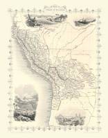 John Tallis Map of Peru and Bolivia 1851: Colour Print of Map of Peru and Bolivia 1851by John Tallis (Sheet map, flat)