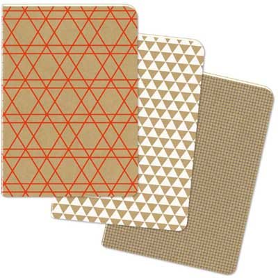 A5 Kraft Geo Set Of 3 Exercise Books: Lined, Plain, Graph