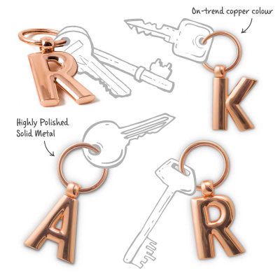 Metal Letter Key Ring - Rose Gold