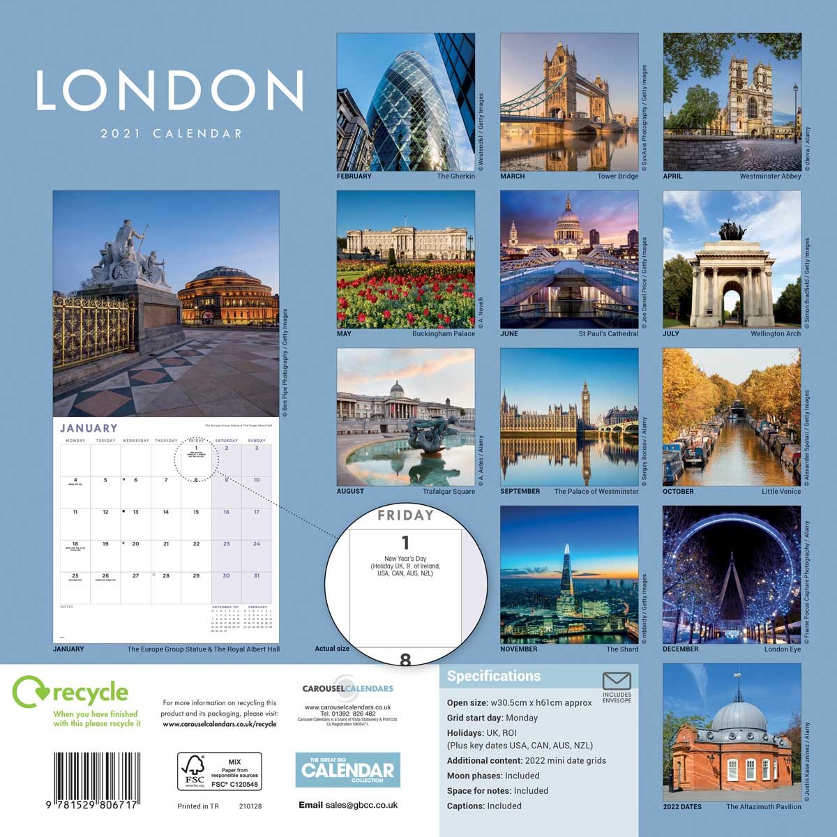 London Sq Calendar 2021 Waterstones