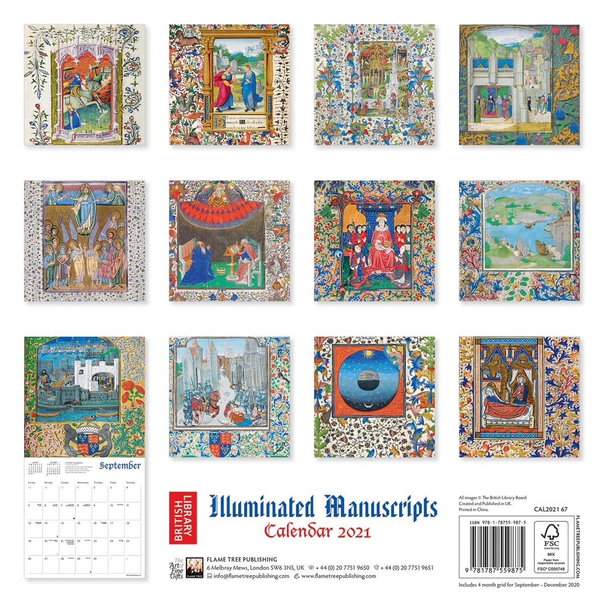 British Library Illuminated Manuscripts Wall Calendar 2021 (Art