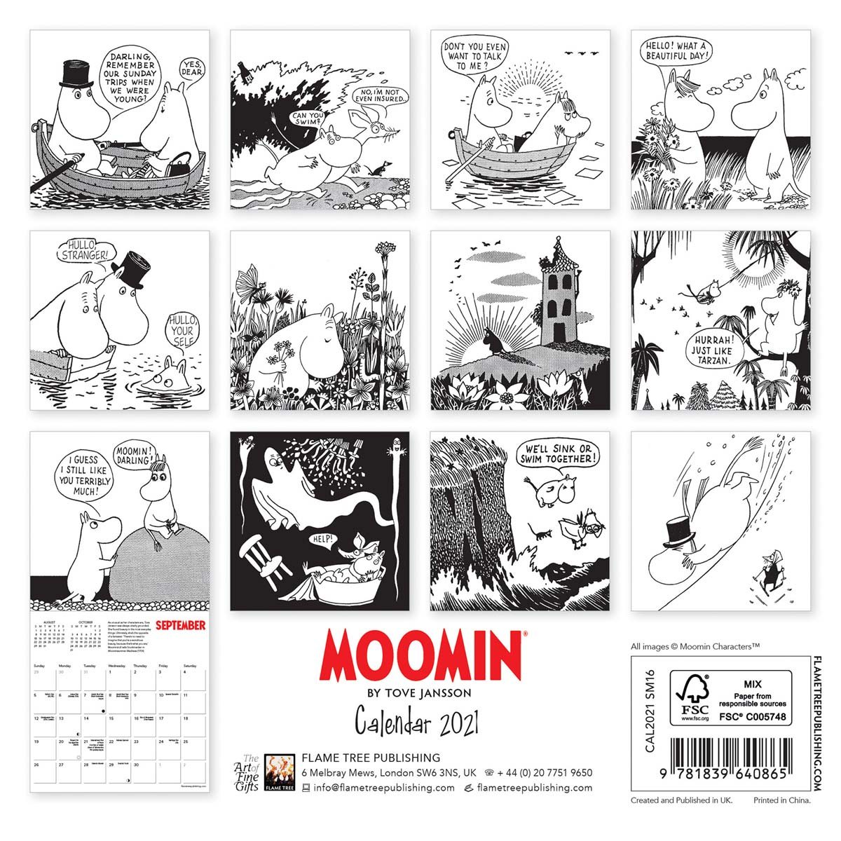 2021 Moomin By Tove Jansson Mini Wall Calendar by Flame Tree Studio