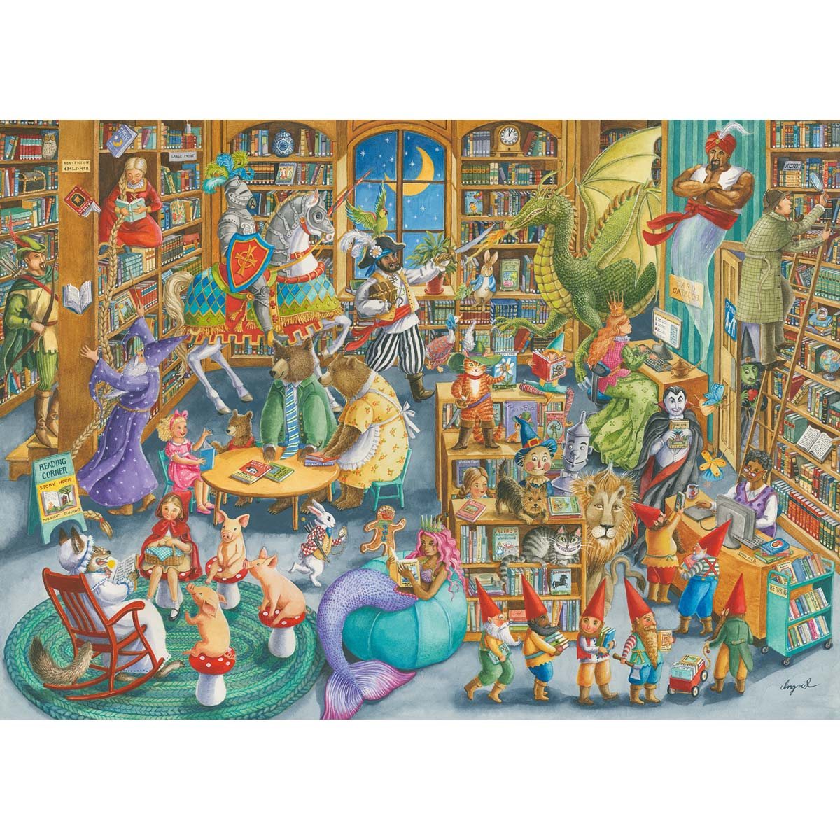 Midnight in the Library 1000 piece Jigsaw Puzzle Waterstones