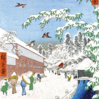 Winter Woodblock Prints x20: Christmas Cards