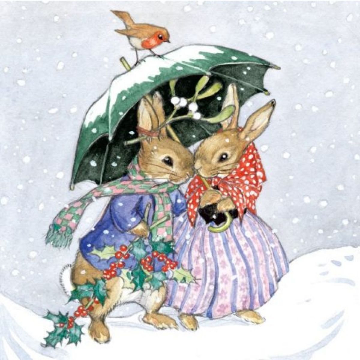 Rabbits Sheltering Under Umbrella Box X20 Cards Waterstones