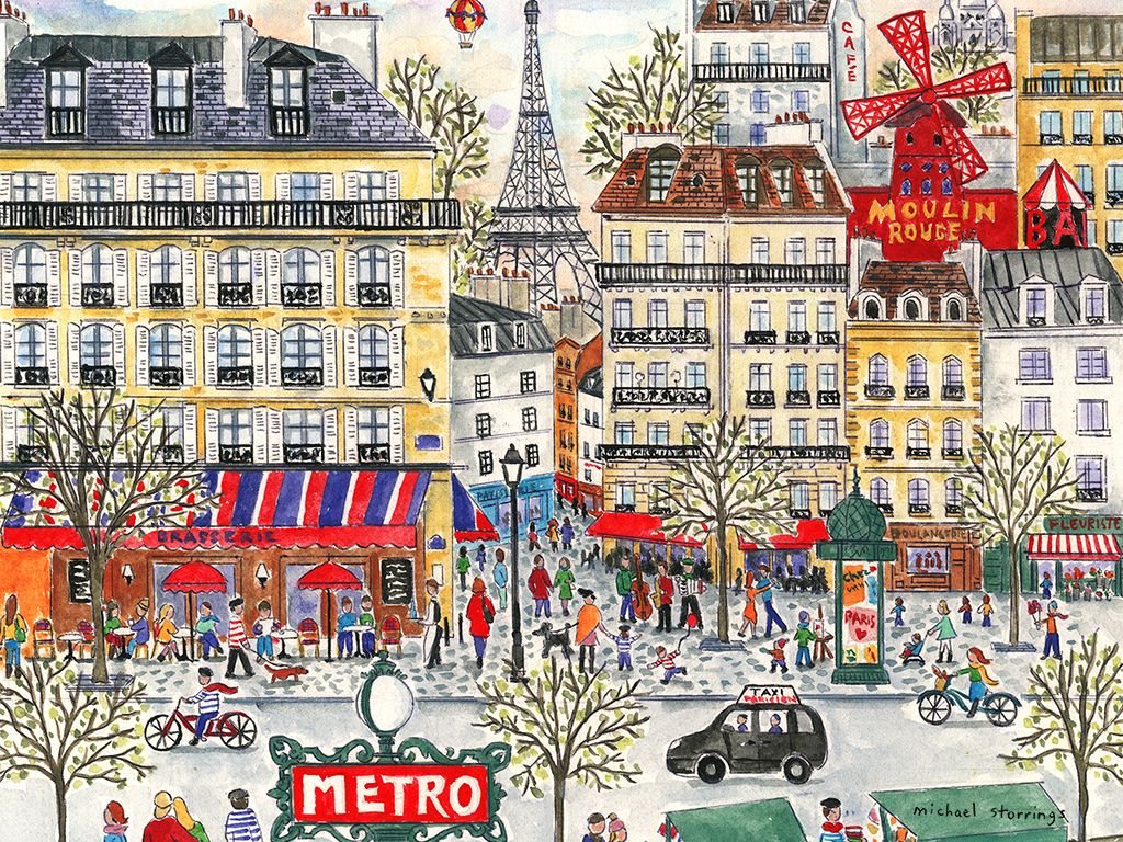 Michael Storrings Christmas in Paris 1000 Piece Foil Puzzle - Galison, Michael Storrings - (ISBN: 9780735380547) | De Slegte