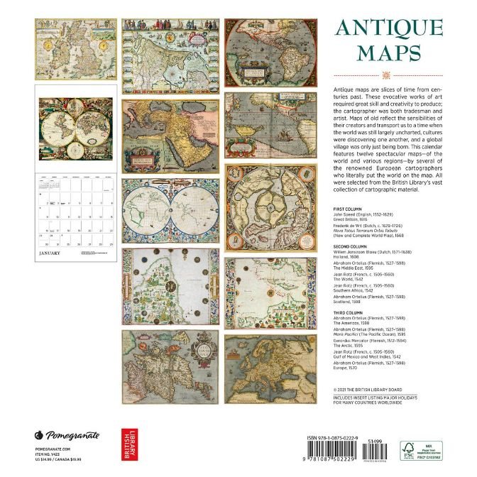 2022 Antique Maps Wall Calendar | Waterstones