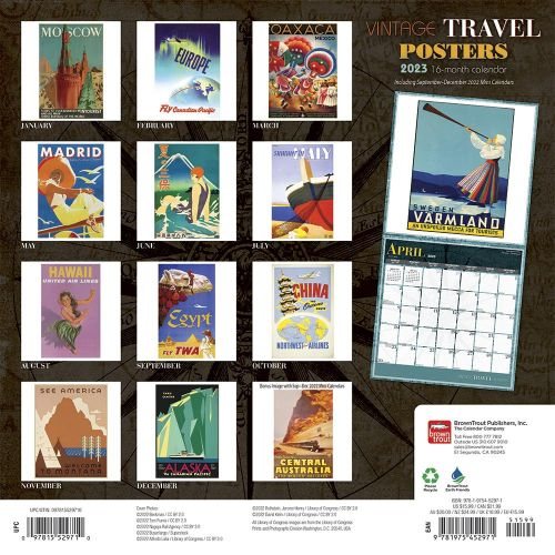 2023 Vintage Travel Posters Wall Calendar Waterstones