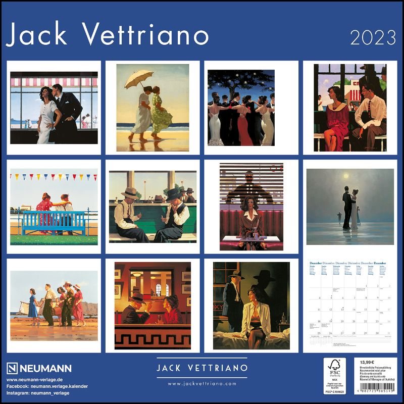 2023 Jack Vettriano Wall Calendar Waterstones