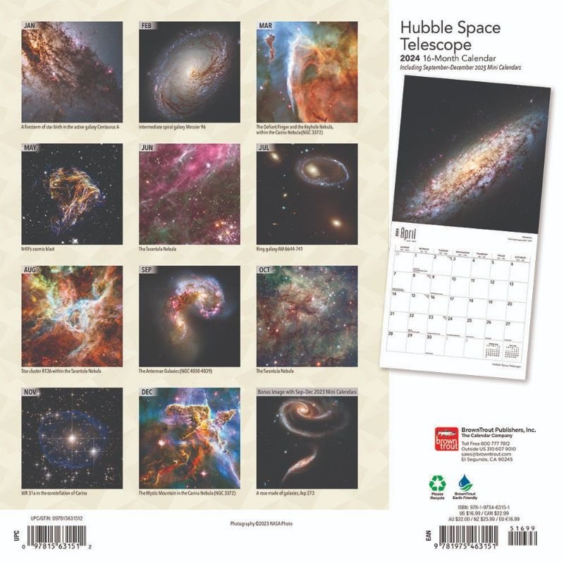 2024 Hubble Telescope Wall Calendar Waterstones