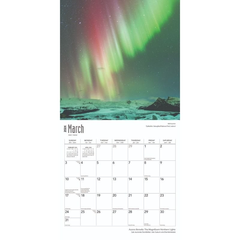 2024 Aurora Borealis Wall Calendar Waterstones