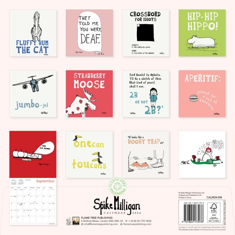 Spike Milligan Wall Calendar 2024 (Art Calendar) by Flame Tree Studio