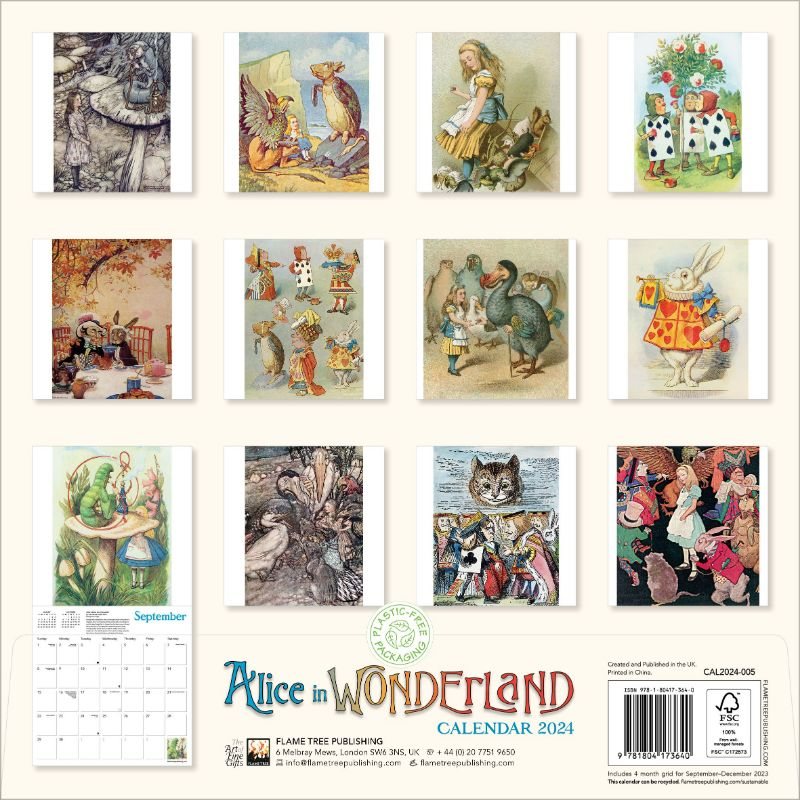 Alice in Wonderland Wall Calendar 2024 (Art Calendar) by Flame Tree