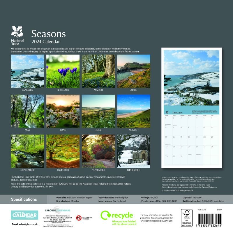 2024 National Trust Seasons Wall Calendar Waterstones