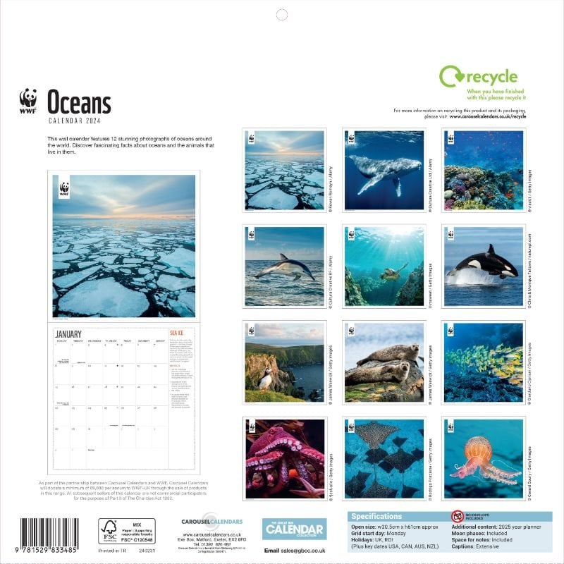 2024 WWF Oceans Wall Calendar Waterstones