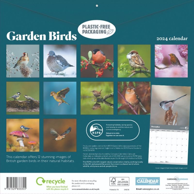 2024 Rspb Garden Birds Wall Calendar | Waterstones