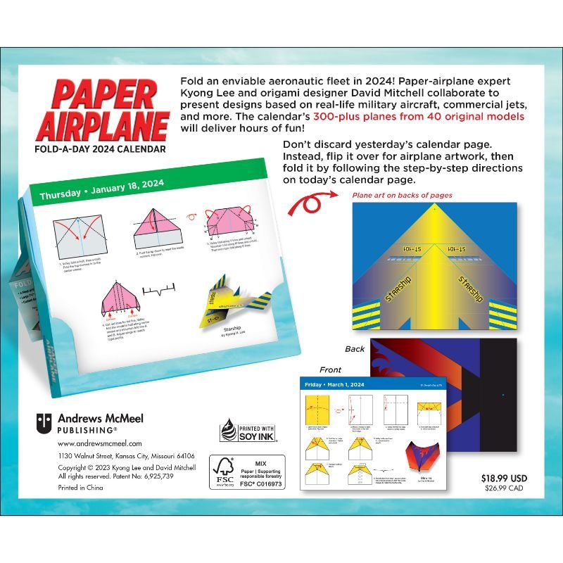 Paper Airplane 2024 Fold-A-Day Calendar By Kyong Lee, David Mitchell ...