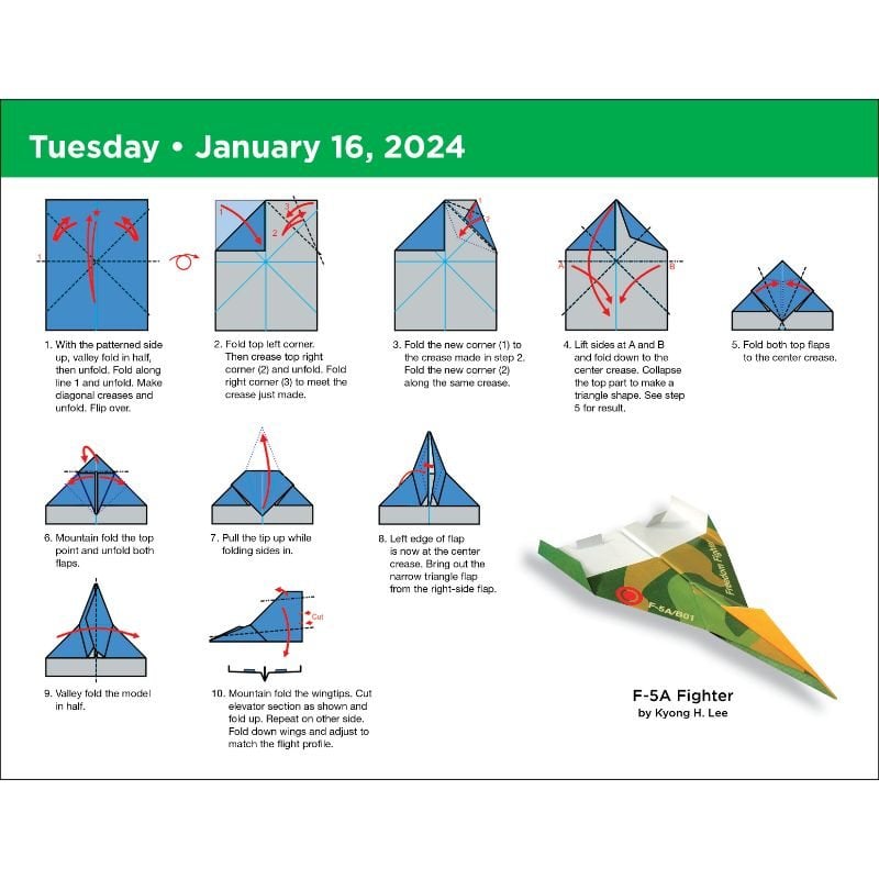 Paper Airplane 2024 FoldADay Calendar by Kyong Lee, David Mitchell