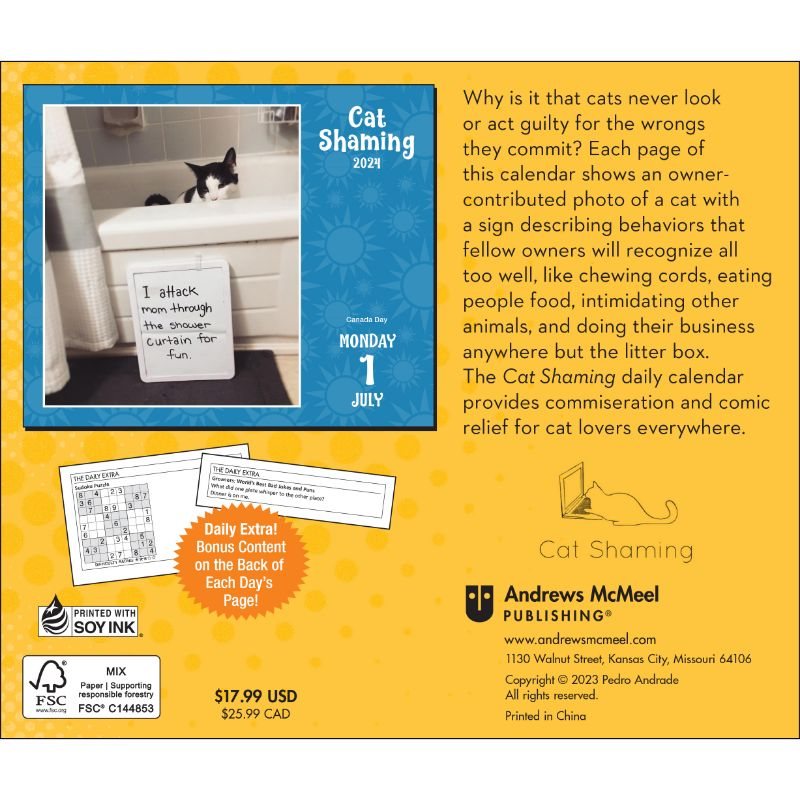 Cat Shaming 2024 DaytoDay Calendar by Pedro Andrade Waterstones