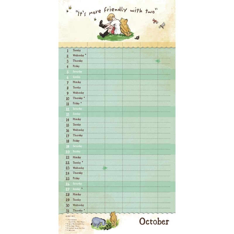 2024 Winnie The Pooh Family Calendar Waterstones