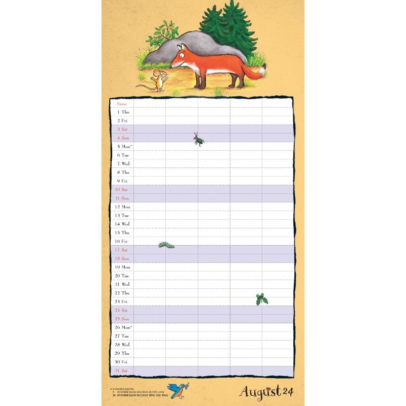 The Gruffalo 2024 Family Wall Planner 5 Column Calendar Waterstones