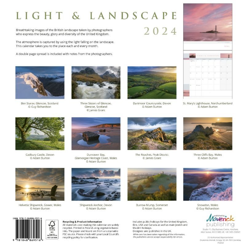 2024 Light And Landscape Wall Calendar Waterstones