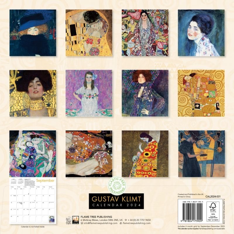 Gustav Klimt Wall Calendar 2024 (Art Calendar) by Flame Tree Studio