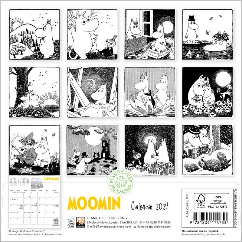 Moomin Comic Strip Mini Wall Calendar 2024 (Art Calendar) by Flame