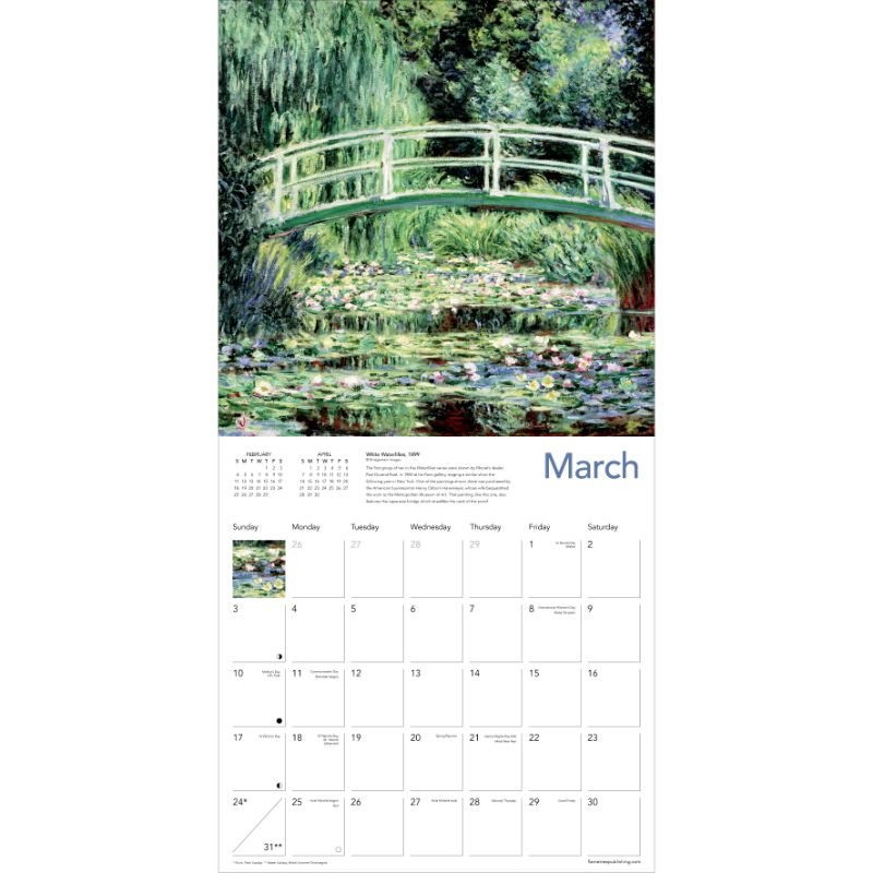 Waterlilies Wall Calendar 2024 (Art Calendar) by Flame Tree
