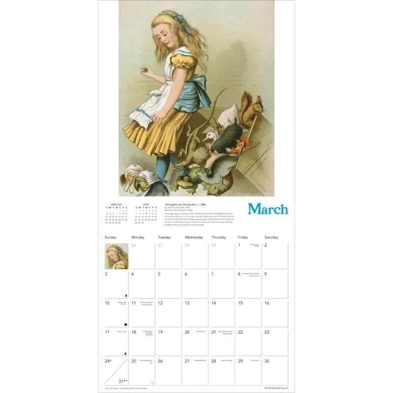 Alice in Wonderland Wall Calendar 2024 (Art Calendar) by Flame Tree