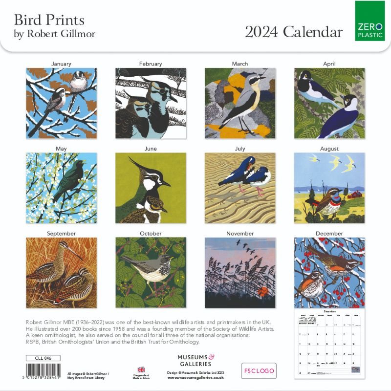 2024 Robert Gilmour Wildlife Prints Wall Calendar Waterstones