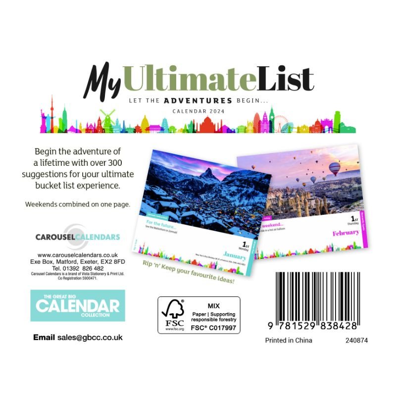 2024 My Ultimate List Boxed Calendar Waterstones