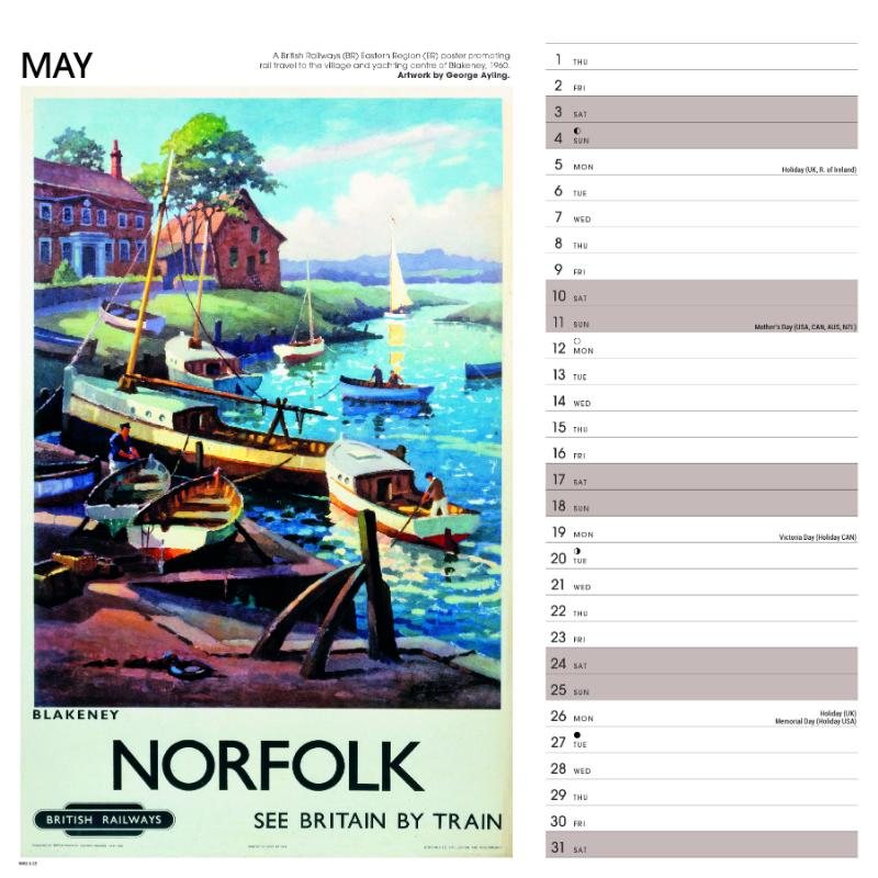 East Anglia Poster Art Nrm Wiro Wall Calendar 2025 Waterstones